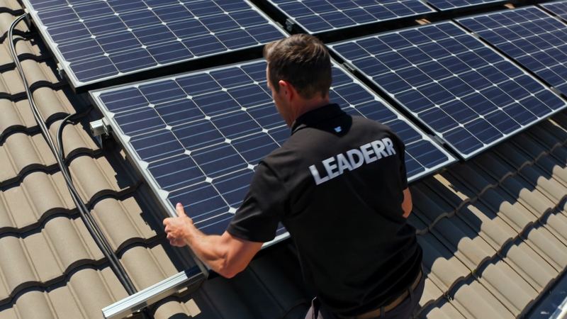 Solar Installers Gauteng - installer fixing a solar panel to the roof mounting rails Solar Installers Gauteng - installer fixing a solar panel to the roof mounting rails